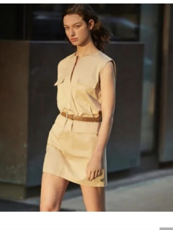 Theory Dresses & Skirts - Theory, Beige Sleeveless Utility Sheath Dress,Size 0